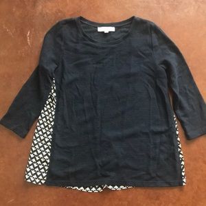 Mixed media 3/4 sleeve top